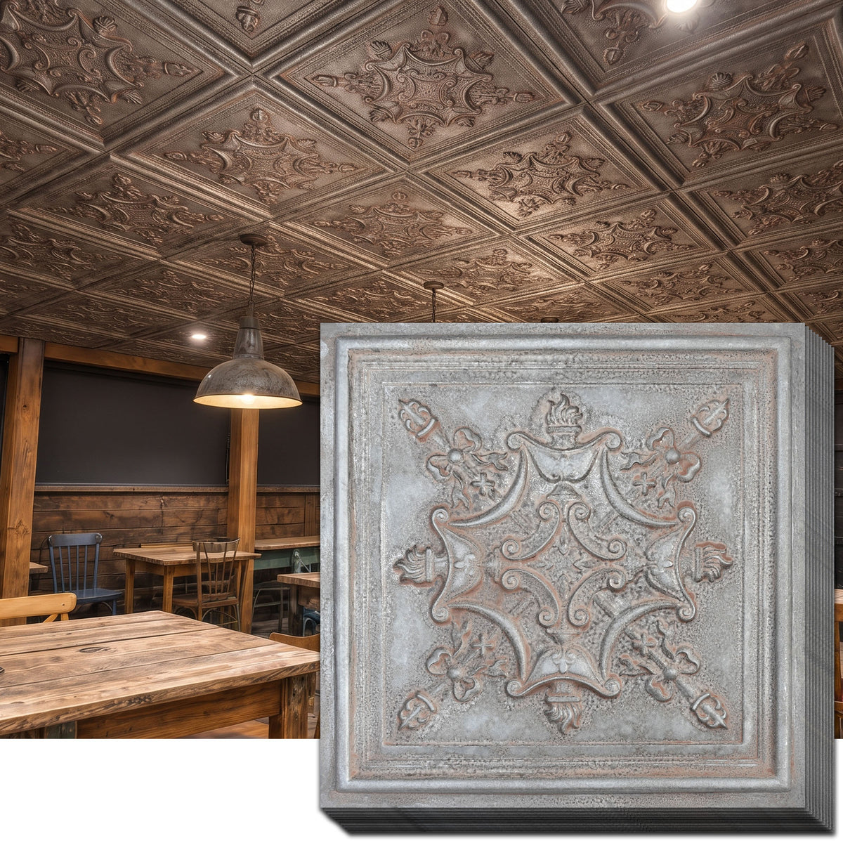 PAINTSDECOR PL07 Weathered Iron PVC ceiling tile 1