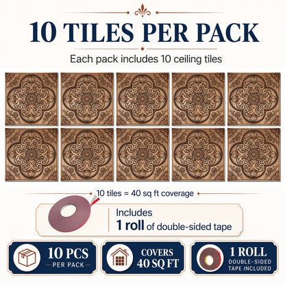 PL88 Aged Copper ceiling tile coverage details