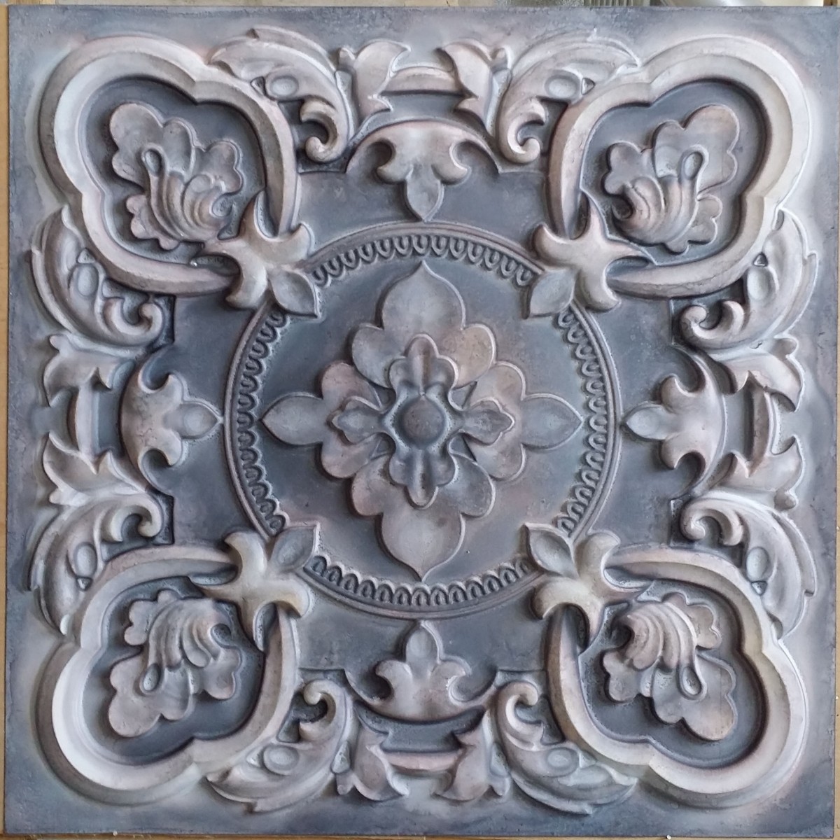 Tin Ceiling Tiles Artistic Old Wood Gray Color Cafe Club