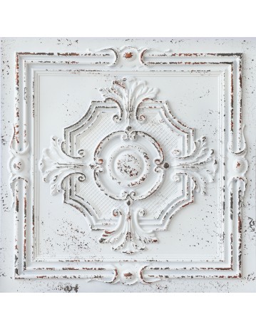 Drop in ceiling tile, Rustic wall deco, distress crack white black color PL38 pack of 10pcs