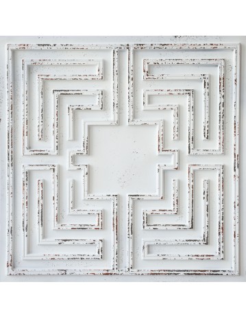 Village style ceiling tiles, Vintage wall panels, Distress crack white black color PL25 pack of 10pcs