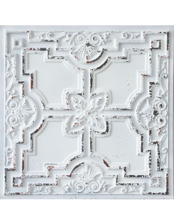 Faux tin ceiling tile, Vinyl ceiling panels, distress crack white black color PL16 pack of 10pcs
