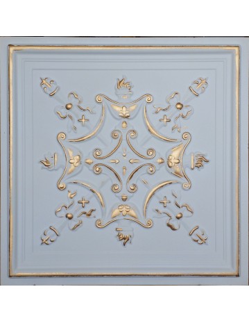 Faux Tin ceiling tiles white gold color PL07 pack of 10pcs