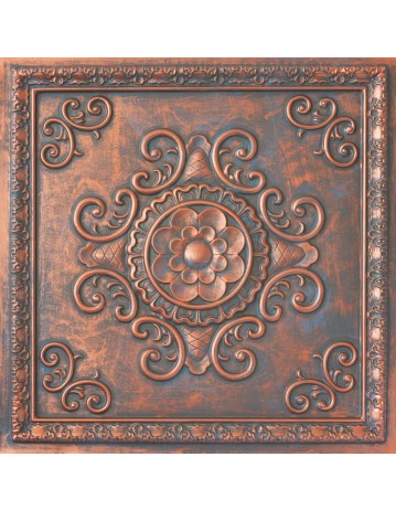 Tin ceiling tile 3D relief Rustic copper faux finishes PL08 pack of 10pcs