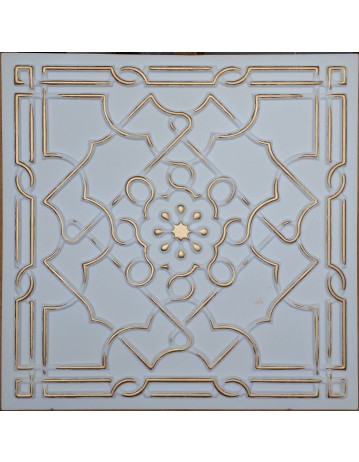 Faux Tin ceiling tiles white gold color PL09 pack of 10pcs