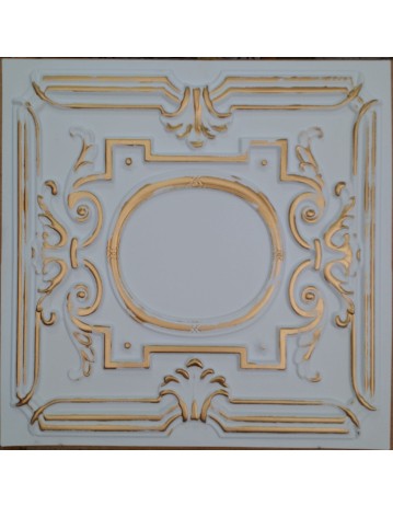 Faux Tin ceiling tiles white gold color PL15 pack of 10pcs