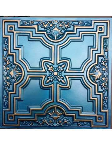 Faux Tin ceiling tiles cyan gold color PL16 pack of 10pcs