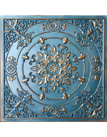 Faux Tin ceiling tiles cyan gold color PL18 pack of 10pcs