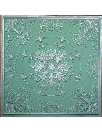 Faux Tin ceiling tiles green silver color PL18 pack of 10pcs