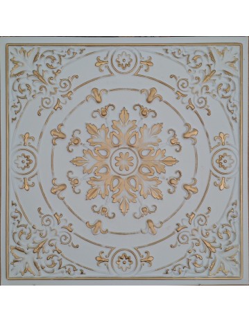 Faux Tin ceiling tiles white gold color PL18 pack of 10pcs
