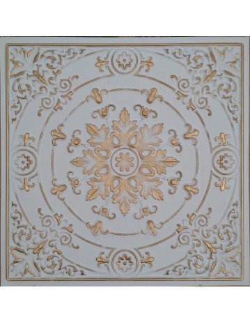 Faux Tin ceiling tiles white gold color PL18 pack of 10pcs