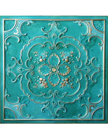 Faux Tin ceiling tiles washing cyan gold color PL19 pack of 10pcs