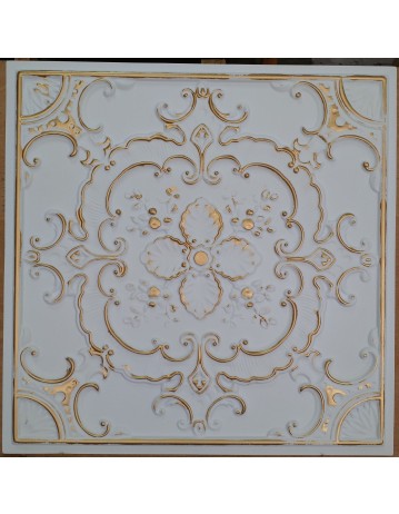 Faux Tin ceiling tiles white gold color PL19 pack of 10pcs