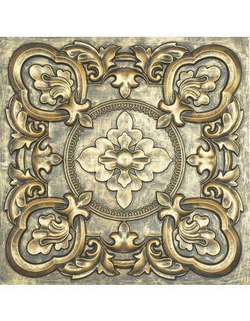 Faux metal ceiling, 3D embossed wall panels, Ancient gold color PL30 pack of 10pcs