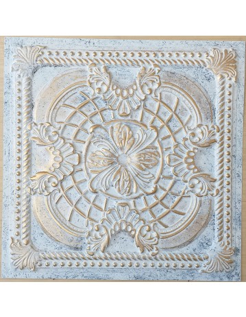 ceiling tiles 2x2 Faux tin paint aged white gold color PL31 pack of 10pcs