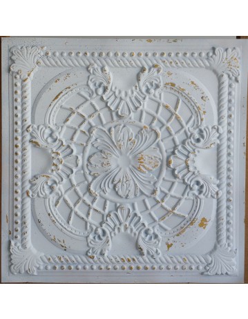 Ceiling tiles False Tin Distressed crack white gold color PL31 pack of 10pcs