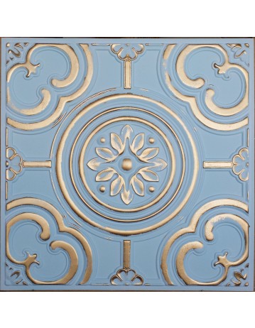 Faux Tin ceiling tiles aged blue gold color PL50 pack of 10pcs