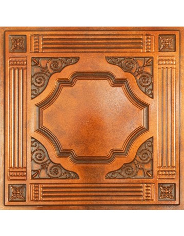 Faux metal ceiling, 3D embossed panels, Archaic copper color PL65 pack of 10pcs