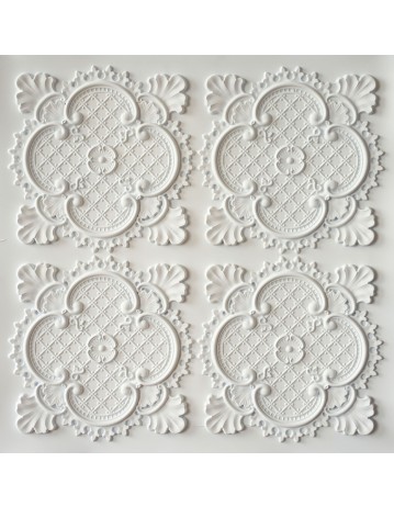 Vintage ceiling tiles, 3D embossed panels, white matte color PL80 pack of 10pcs