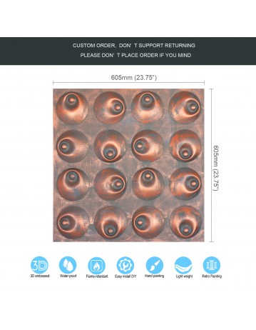 Faux tin ceiling tile, Wall 3D panel, Rustic copper color PLM102 10pcs/lot