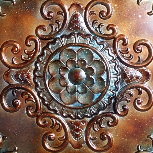 Tin Ceiling Tile 3d Relief Ancient Copper Patina Faux