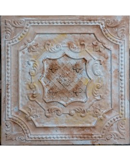 Faux Tin ceiling tiles Distressed brown white color PL04 pack of 10pcs