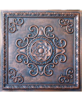 Tin ceiling tile 3D relief Aged red copper faux finishes PL08 pack of 10pcs