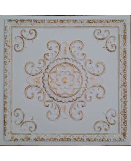 Faux Tin ceiling tiles white gold color PL08 pack of 10pcs