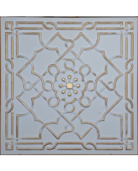 Faux Tin ceiling tiles white gold color PL09 pack of 10pcs