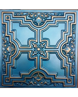 Faux Tin ceiling tiles cyan gold color PL16 pack of 10pcs