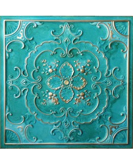 Faux Tin ceiling tiles washing cyan gold color PL19 pack of 10pcs