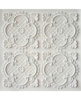 Vintage ceiling tiles, 3D embossed panels, white matte color PL80 pack of 10pcs