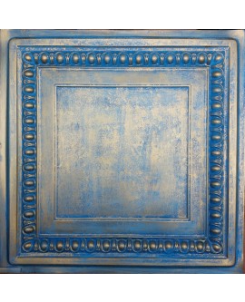 Faux Tin ceiling tiles Aged blue gold color PL06 pack of 10pcs