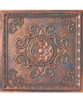 Tin ceiling tile 3D relief Rustic copper faux finishes PL08 pack of 10pcs