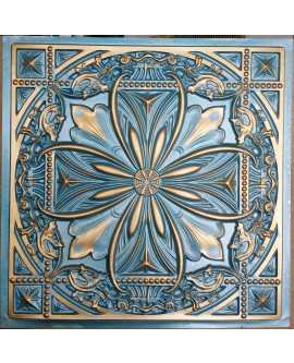 Faux Tin ceiling tiles Cyan gold color PL10 pack of 10pcs