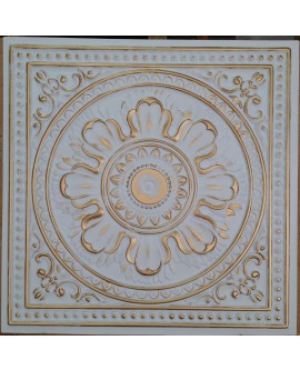 Faux Tin ceiling tiles white gold color PL17 pack of 10pcs