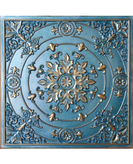 Faux Tin ceiling tiles cyan gold color PL18 pack of 10pcs