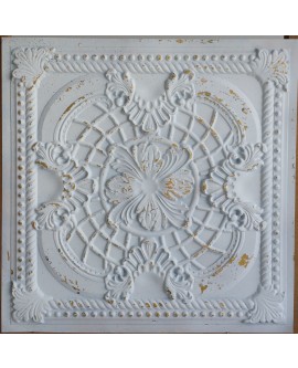 Ceiling tiles False Tin Distressed crack white gold color PL31 pack of 10pcs