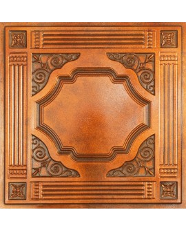 Faux metal ceiling, 3D embossed panels, Archaic copper color PL65 pack of 10pcs