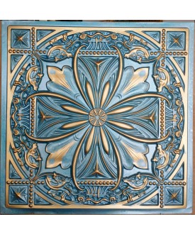 Faux Tin ceiling tiles Cyan gold color PL10 pack of 10pcs