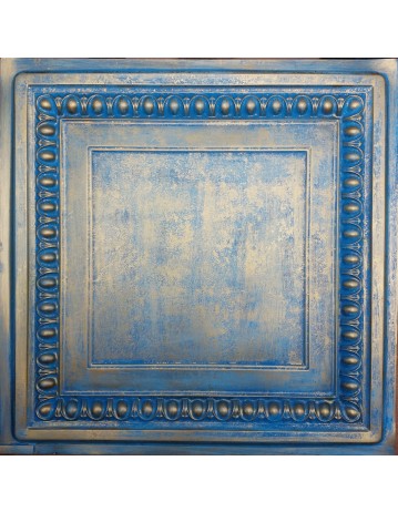 Faux Tin ceiling tiles Aged blue gold color PL06 pack of 10pcs