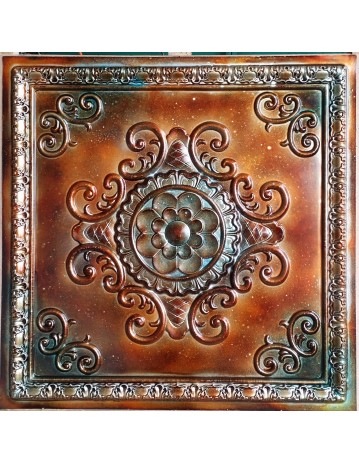 Tin ceiling tile 3D relief ancient copper patina faux finishes PL08 pack of 10pcs