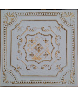 Faux Tin ceiling tiles white gold color PL04 pack of 10pcs