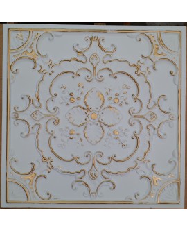 Faux Tin ceiling tiles white gold color PL19 pack of 10pcs