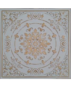 Faux Tin ceiling tiles white gold color PL18 pack of 10pcs