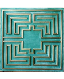Faux Tin ceiling tiles aged cyan gold color PL25 pack of 10pcs