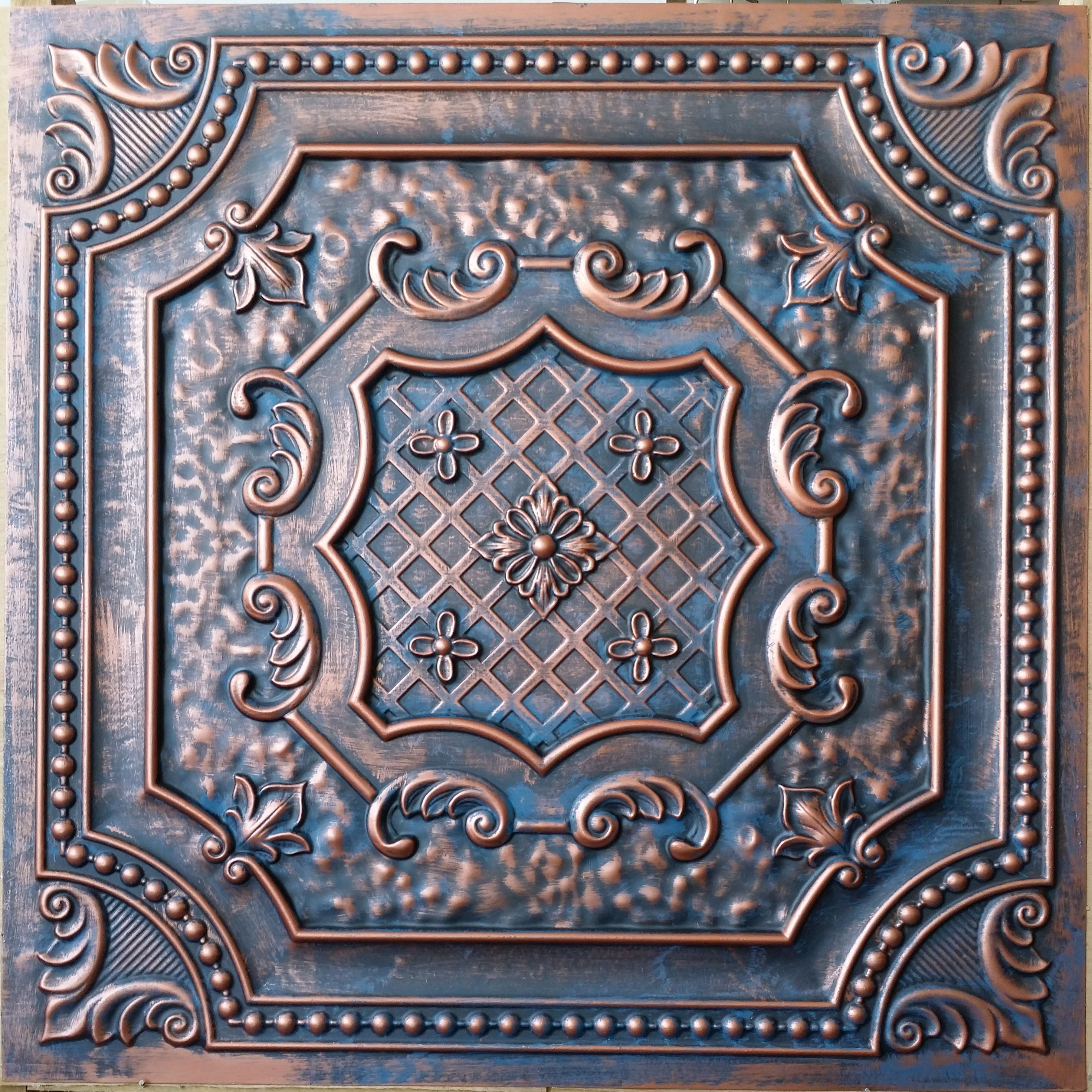 PL04 Ceiling tiles in aged red copper