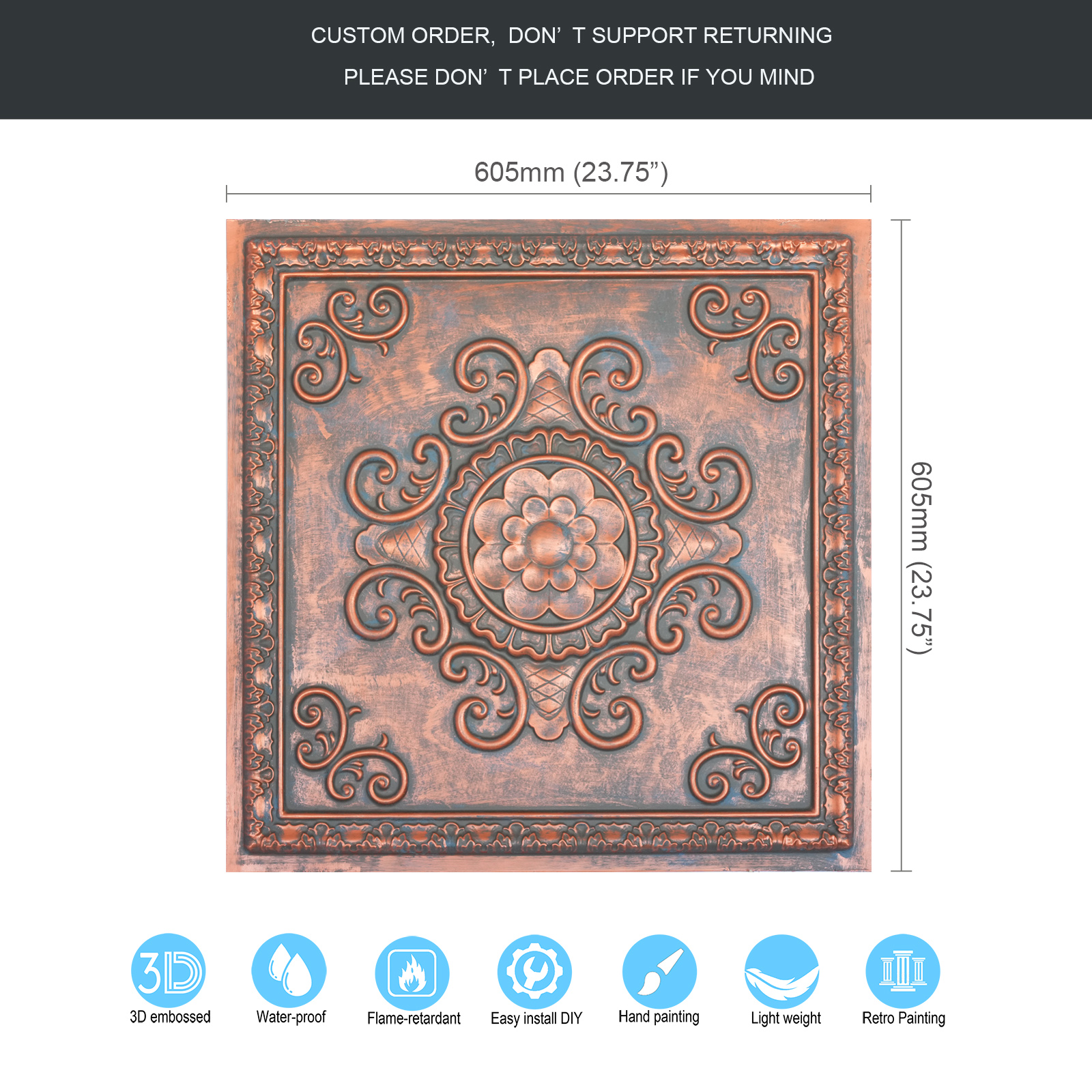 Rustic copper ceiling tiles 