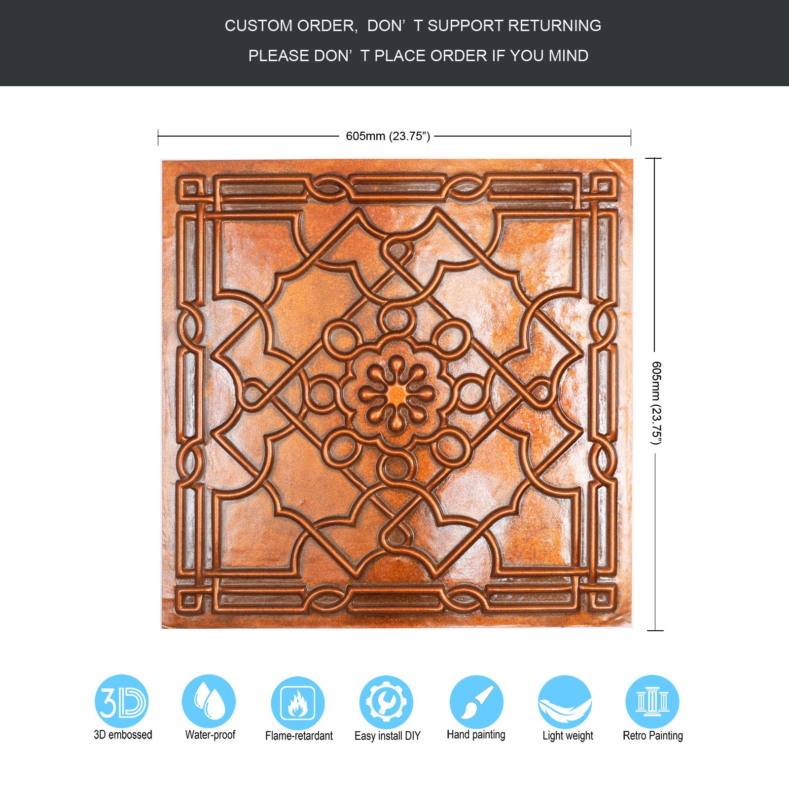 Archaic copper ceiling tiles 