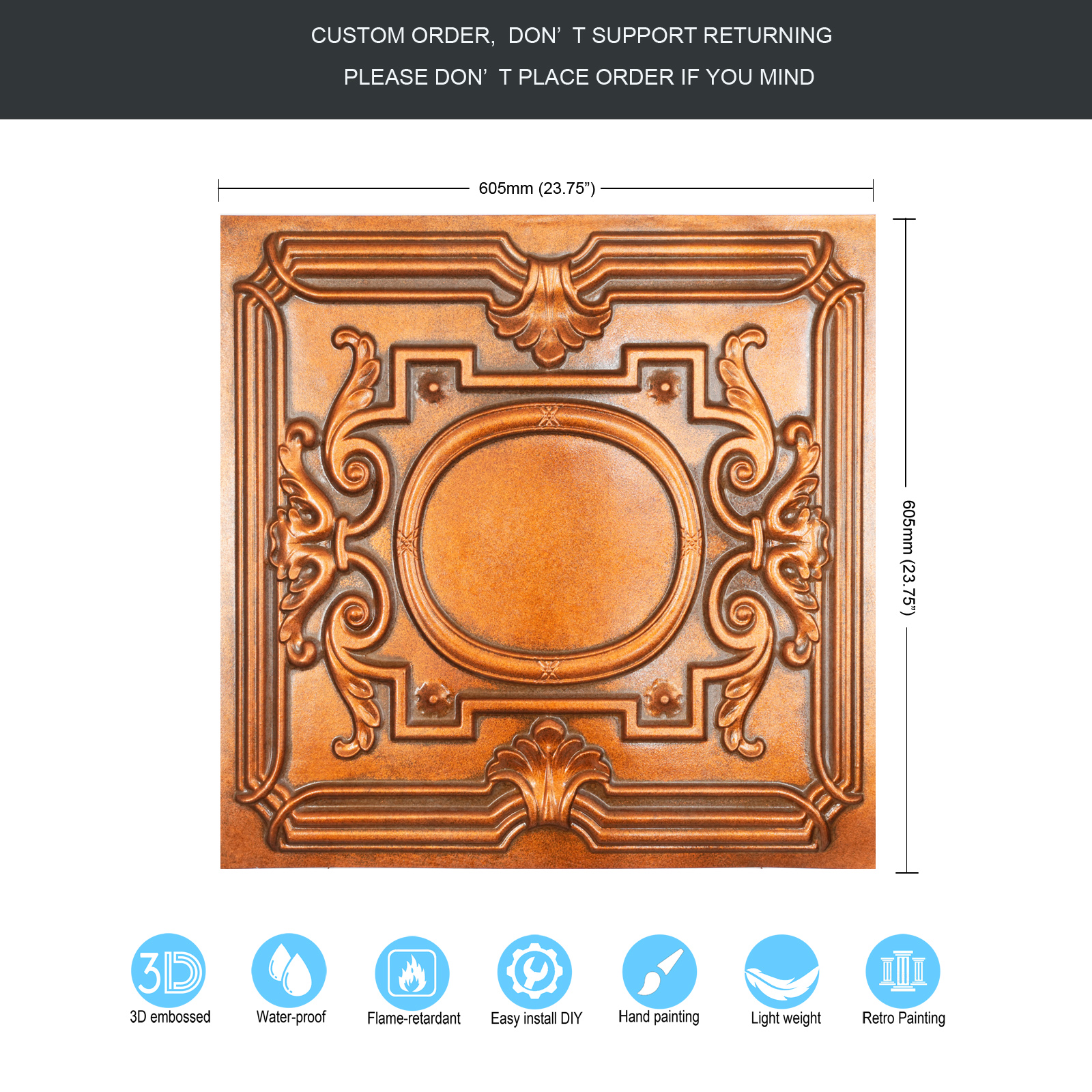 Archaic copper ceiling tiles